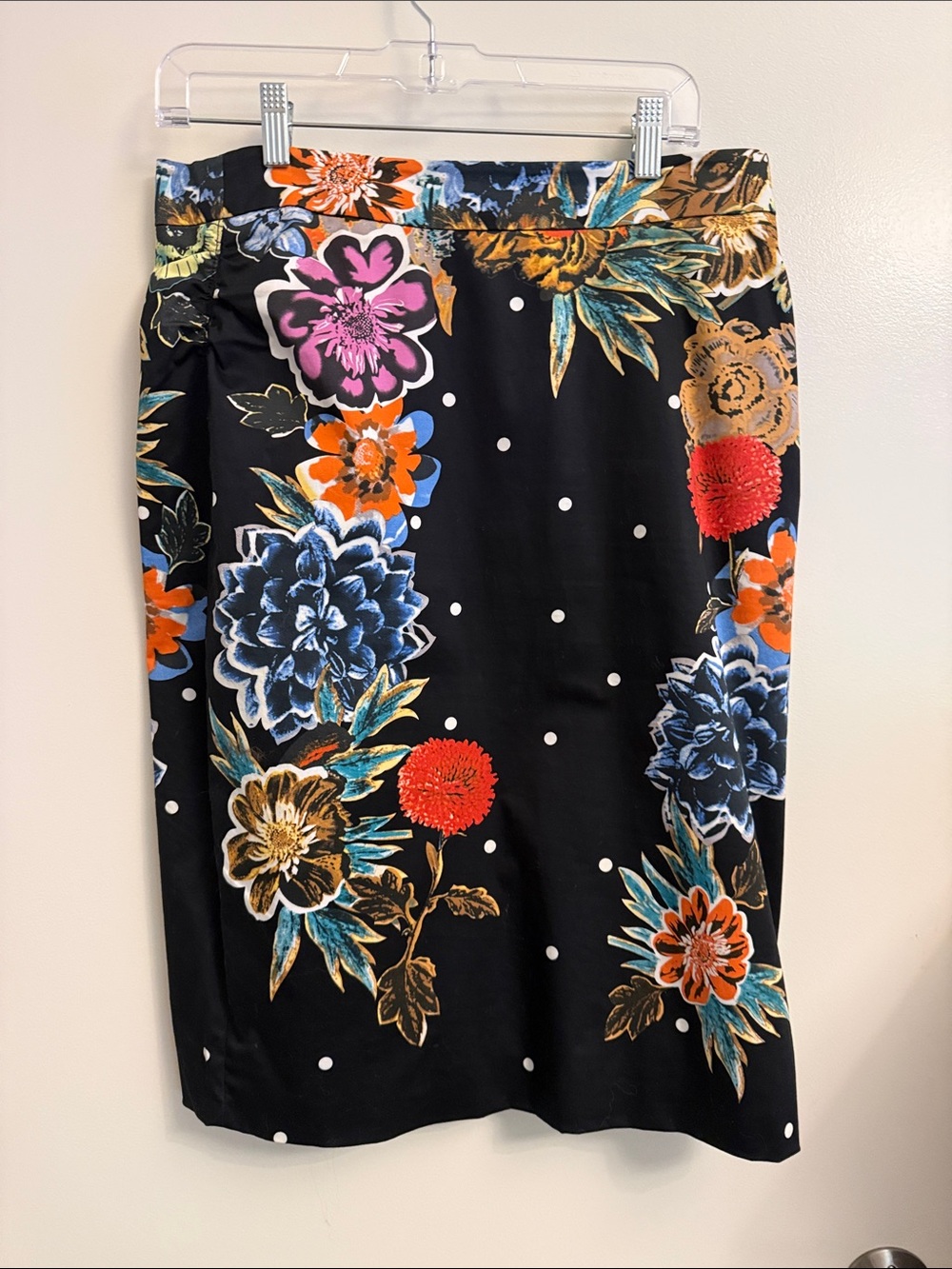 Black Floral Pencil Skirt with Multicolor Blooms